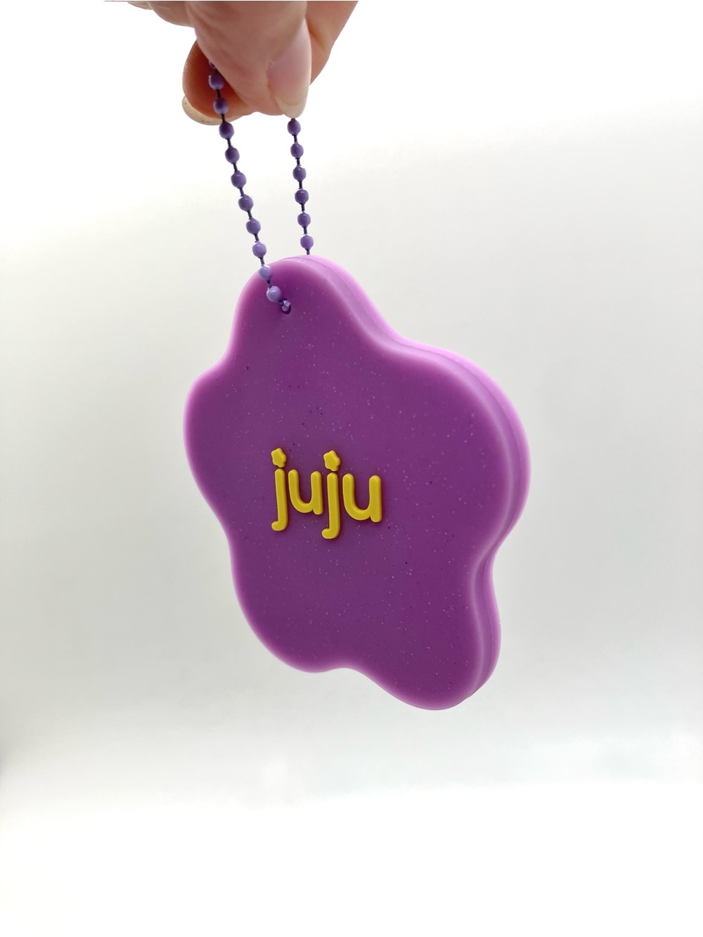 CJ Hendry JuJu Sparkly Purple Flower Silicone Bag Charm Keychain from Juju World - Picture 5 of 5